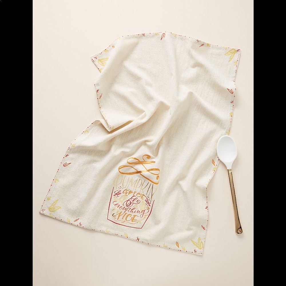 Anthropologie Pumpkin Spice dish Towel